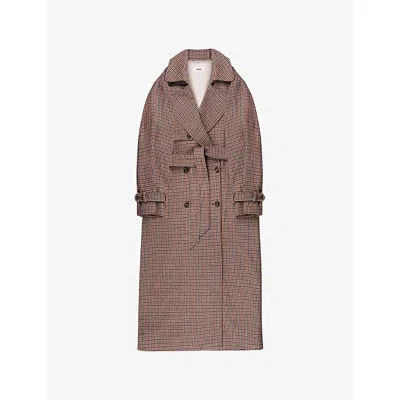 Ro&zo Womens Multi Houndstooth Double-breasted Wool-blend Trench Coat In Purple