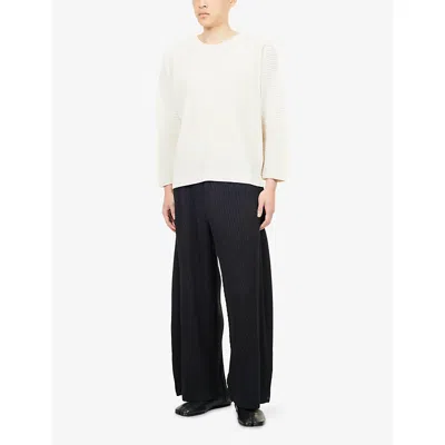 Issey Miyake Ns Limestone White Monthly Colors : September Long-sleeves Knitted Top In Neutral