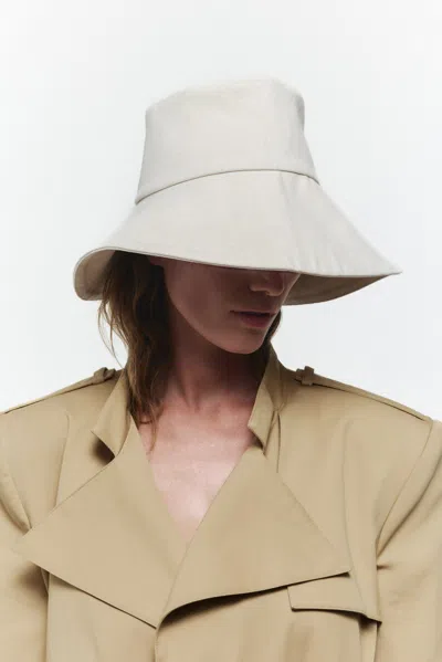 Janessa Leone Walker Canvas Bucket Hat In Off White