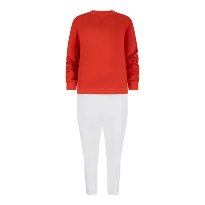 Clothes By Locker Room White / Red Red Oversized Sweatshirt & White Jogger Set In Multi