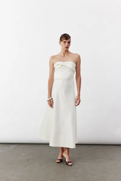 Nazli Ceren Women's White Freya Midi Dress In Vanilla Ice In White