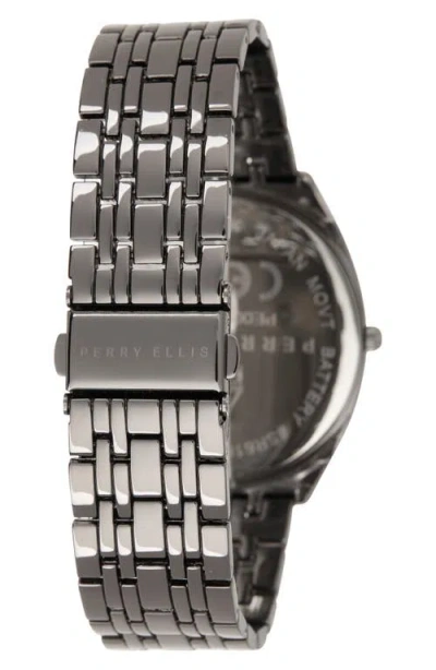 Perry Ellis Gunmetal Diamond Accent Bracelet Strap Watch, 41mm In Brown