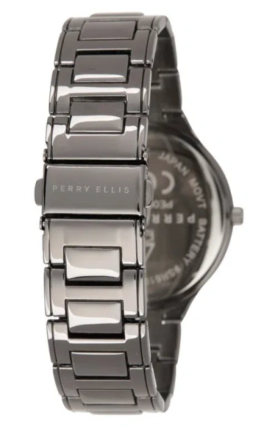 Perry Ellis Gunmetal Diamond Accent Bracelet Strap Watch, 41mm In Brown