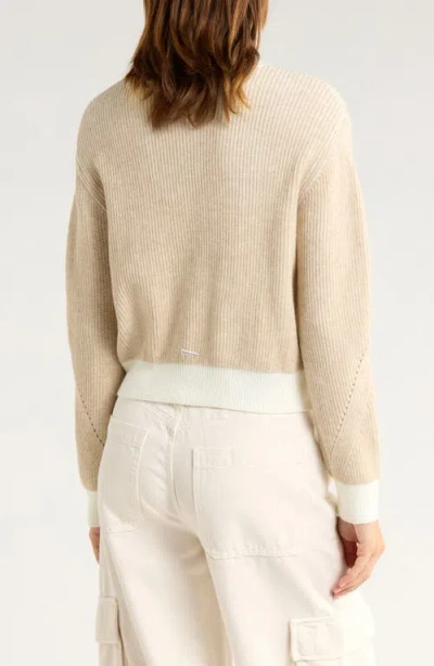 Vigoss Shadow Rib Crewneck Sweater In Neutral