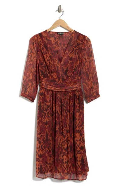 Area Stars Naomi Faux Wrap Dress In Brown