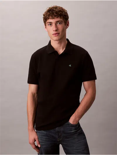 Calvin Klein Jeans Est.1978 Cotton Pique Classic Polo Shirt In Black