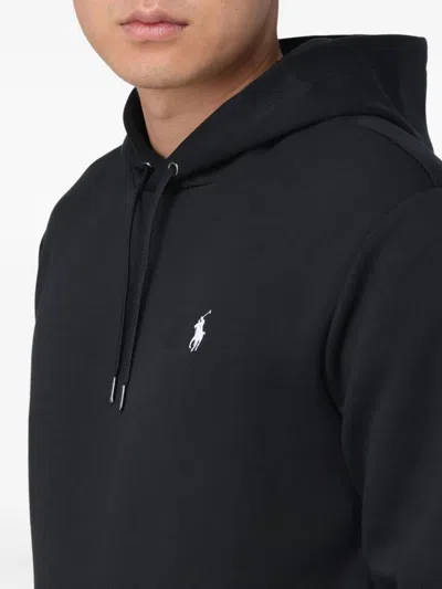 Polo Ralph Lauren Hooded Sweatshirt With Embroidered Pony In Black