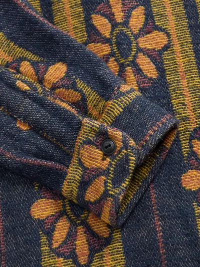 Rrl Matlock Floral-jacquard Button-up Shirt In Blue