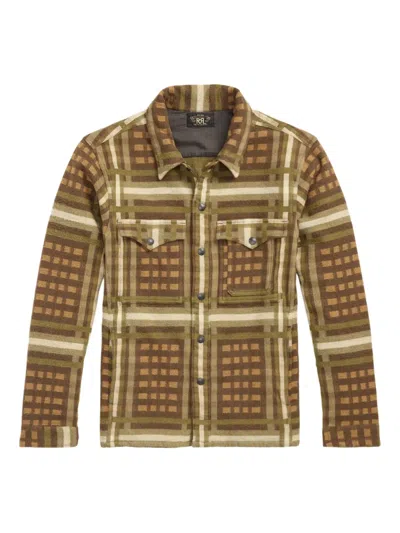 Rrl Checked Cotton Shirt In Brown