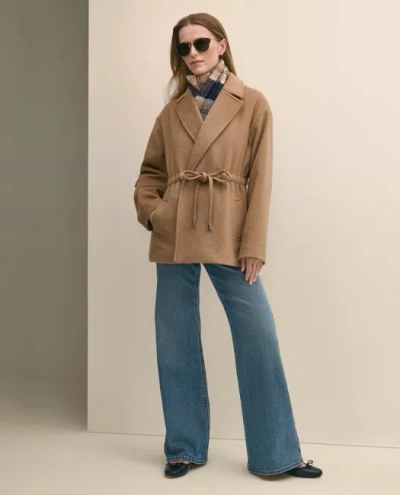 Brooks Brothers Wool Blend Double-faced Drawcord Waist Coat In Brown