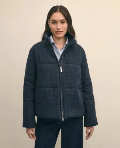 Brooks Brothers Tweed Short Puffer Jacket In Blue