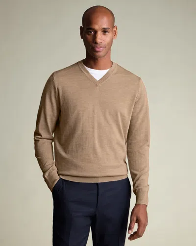 Charles Tyrwhitt Men's  Pure Merino V-neck Sweater In Neutral
