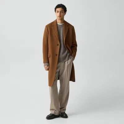Theory Two-button Coat In Plush Melton In Brown