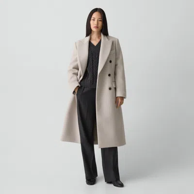 Theory Double-breasted Peacoat In Plush Melton In Neutral