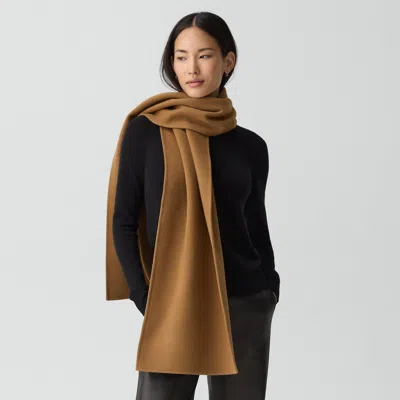 Theory Stole In Double-face Wool-cashmere In Brown