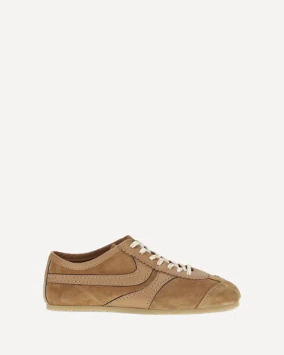 Dries Van Noten Stitched Contrast Rubber Sole Suede Panel Sneakers In Brown