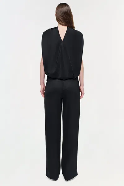 Simkhai Scarlett Cape-effect Draped Satin Top In Black