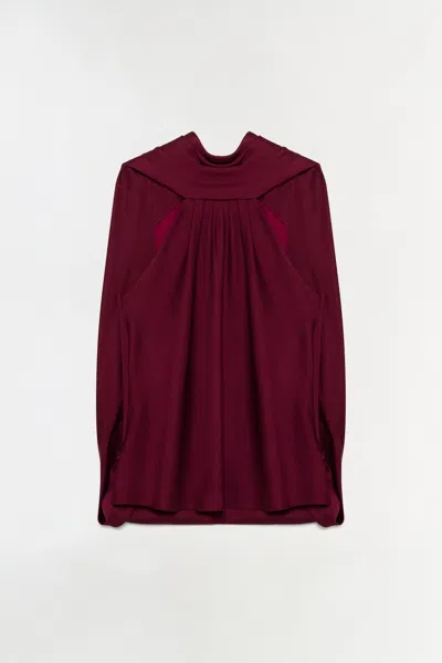 Simkhai Womens Oxblood Scarlett Cape Satin Top In Burgundy