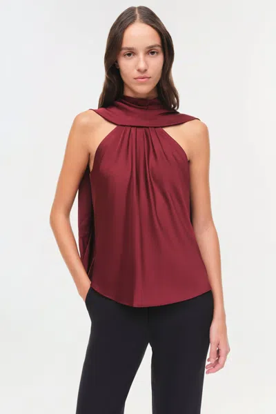 Simkhai Womens Oxblood Scarlett Cape Satin Top In Burgundy