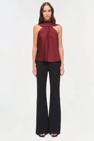 Simkhai Womens Oxblood Scarlett Cape Satin Top In Burgundy
