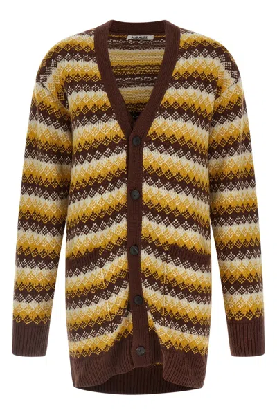 Auralee Patterned-jacquard Cardigan In Brown