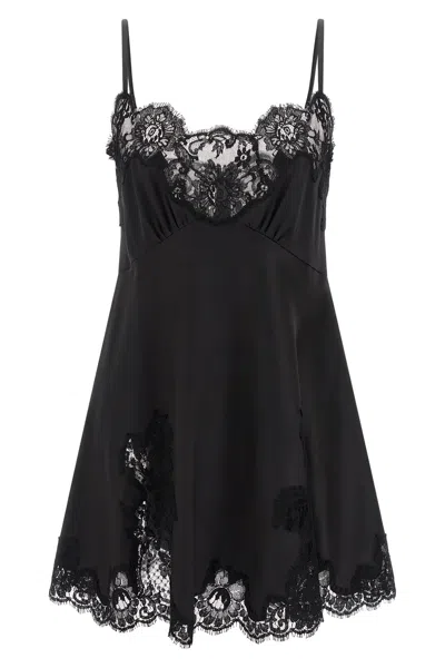 Dolce & Gabbana Lace And Satin Evening Dress In Black
