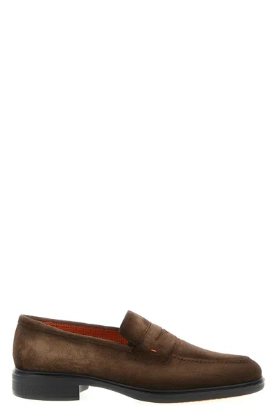 Santoni Easy Penny Loafer In Brown