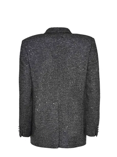 Tagliatore Double-breasted Herringbone Blazer With Notched Lapel In Gray