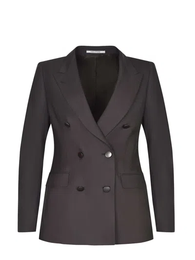 Tagliatore Tailored Brown Jacket With Structured Design In Black