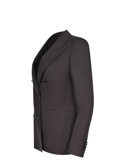 Tagliatore Tailored Brown Jacket With Structured Design In Black