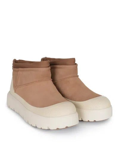 Ugg Cl Ultra Mini Weathe Ankle Boots In Leather Color Suede In Brown