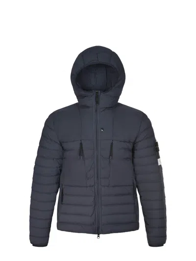 Stone Island Nylon Stretch Down Jacket In Gray
