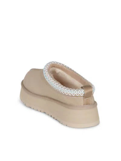 Ugg Tazz Wool-blend Fleece-lined Embroidered Suede Platform Slippers In Brown