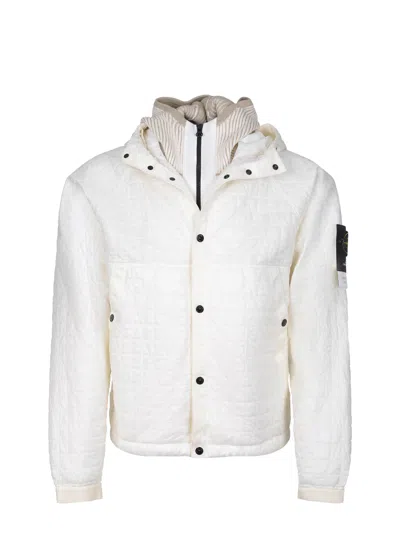 Stone Island Crinckle Reps Ny Quilted-tc Regular-fit. Giacca Imbottita In Reps Di Nylon Leggero Con Intero Resina In White