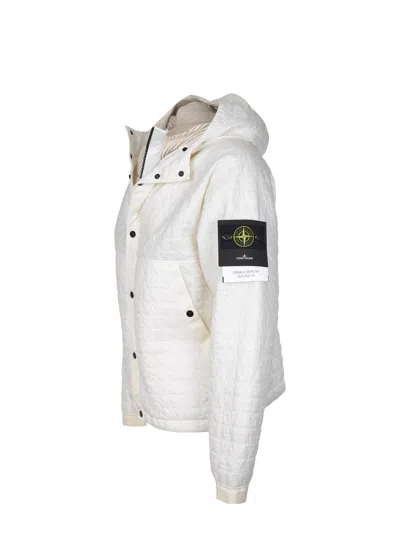 Stone Island Crinckle Reps Ny Quilted-tc Regular-fit. Giacca Imbottita In Reps Di Nylon Leggero Con Intero Resina In White