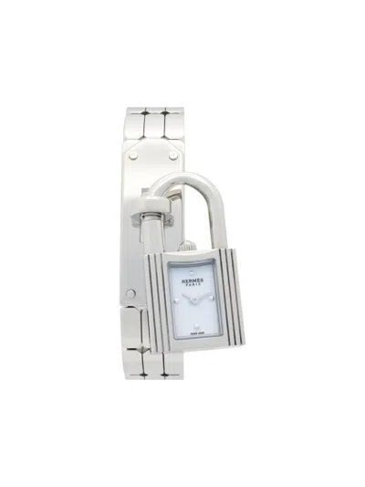 Pre-owned Hermes 2010s Stainless Steel Kelly Mini 15mm In White