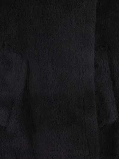 Max Mara Cape In Alpaca And Wool Teddy Fabric In Black