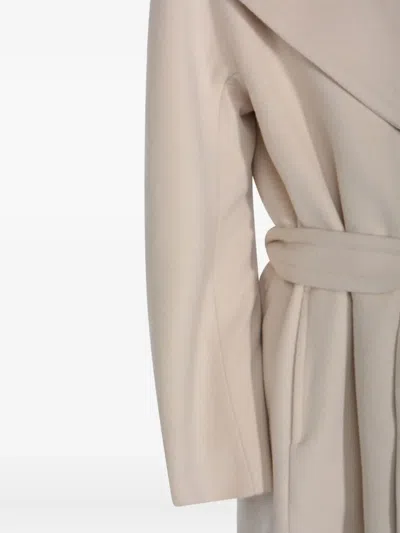 Moorer Long Quilted Jacket Belted Waist In Neutral