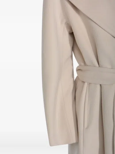 Moorer Long Quilted Jacket Belted Waist In Neutral