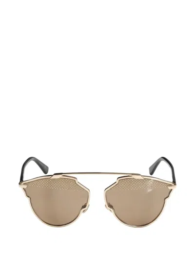 Pre-owned Dior 2020s Soreals Stud-embellished Sunglasses In Gold