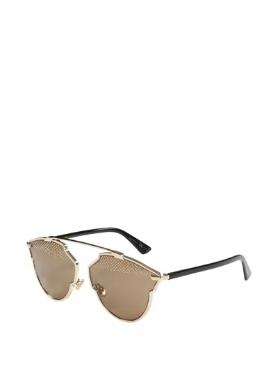 Pre-owned Dior 2020s Soreals Stud-embellished Sunglasses In Gold