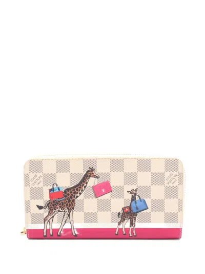 Pre-owned Louis Vuitton 2017 Damier Azur Giraffe Zip Wallet In White