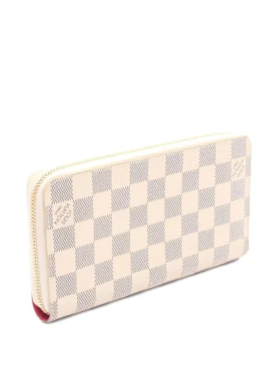 Pre-owned Louis Vuitton 2017 Damier Azur Giraffe Zip Wallet In White
