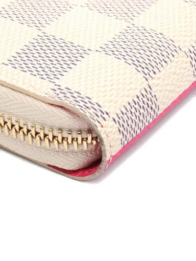 Pre-owned Louis Vuitton 2017 Damier Azur Giraffe Zip Wallet In White