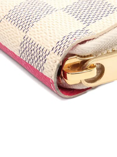 Pre-owned Louis Vuitton 2017 Damier Azur Giraffe Zip Wallet In White
