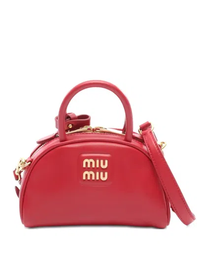 Pre-owned Miu Miu 2010s Mini Boston Tote Bag In Red