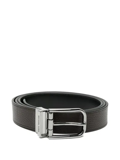 Michael Kors Textured Belt Featuring Metal Buckle In Black