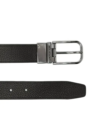 Michael Kors Textured Belt Featuring Metal Buckle In Black