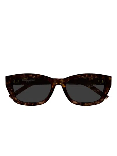 Saint Laurent Sl M153 Linea Monogram 002 Havana Grey Sunglasses In Brown