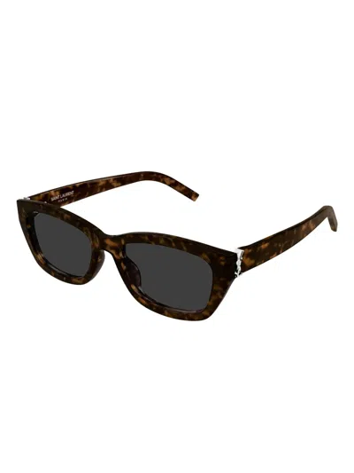 Saint Laurent Sl M153 Linea Monogram 002 Havana Grey Sunglasses In Brown